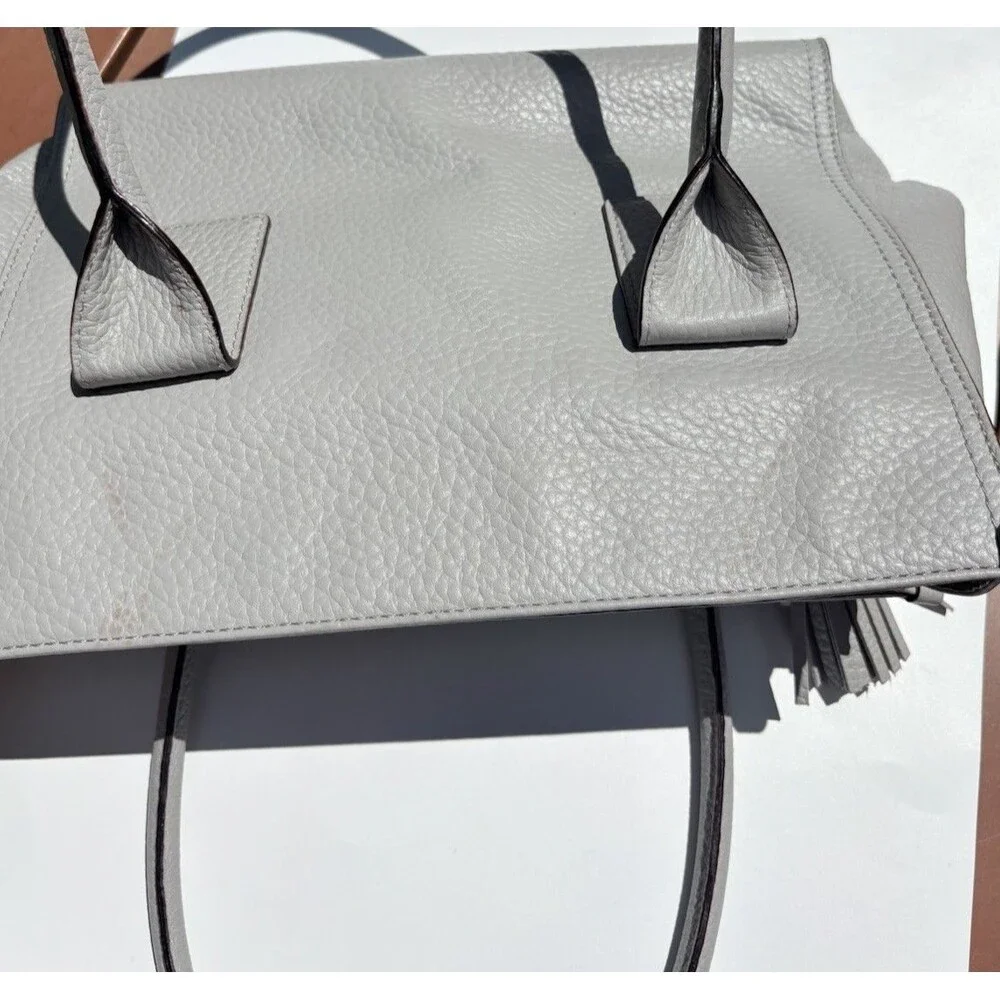 Kate Spade Southport Avenue Gray Pebbled Leather Satchel Tote Top Handle Bag